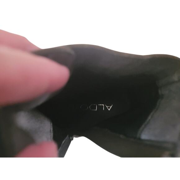 Aldo Olive Ankle Heel Boots Platform 5" heels with 1"front Leather Sz 6.5 - Picture 9 of 9